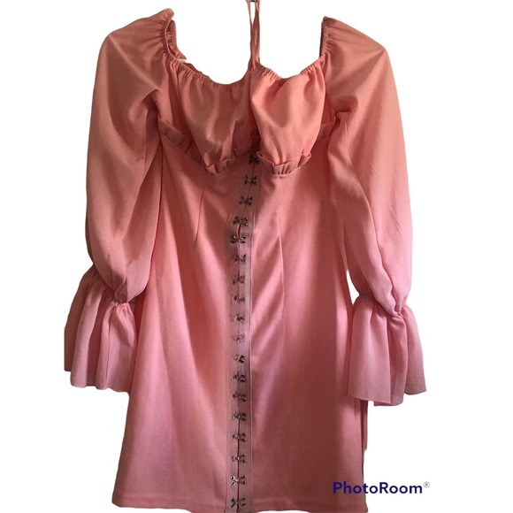 PRETTY LITTLE THING  Womens Peasant Top pink Size 4 - Picture 4 of 6